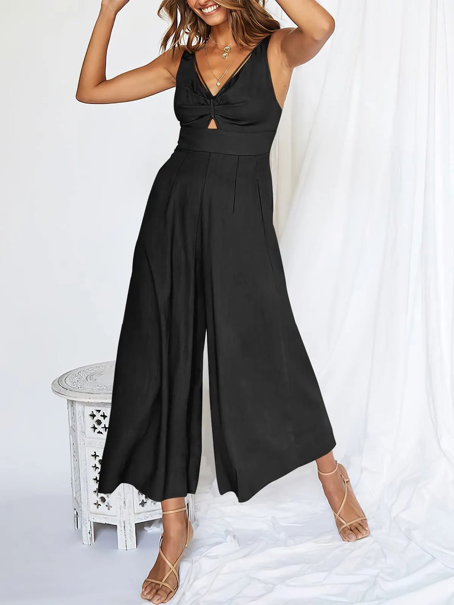 Coreen - Hochtaillierter Jumpsuit mit V-Ausschnitt